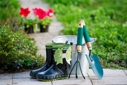 Gardeners Hampstead team arriving with tools at a terraced house